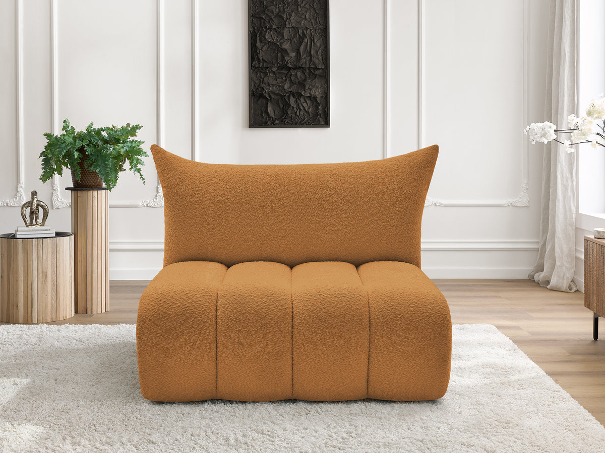 Chauffeuse 2 places sans accoudoir pour canapé modulable AZRA bouclette jaune — vue 5