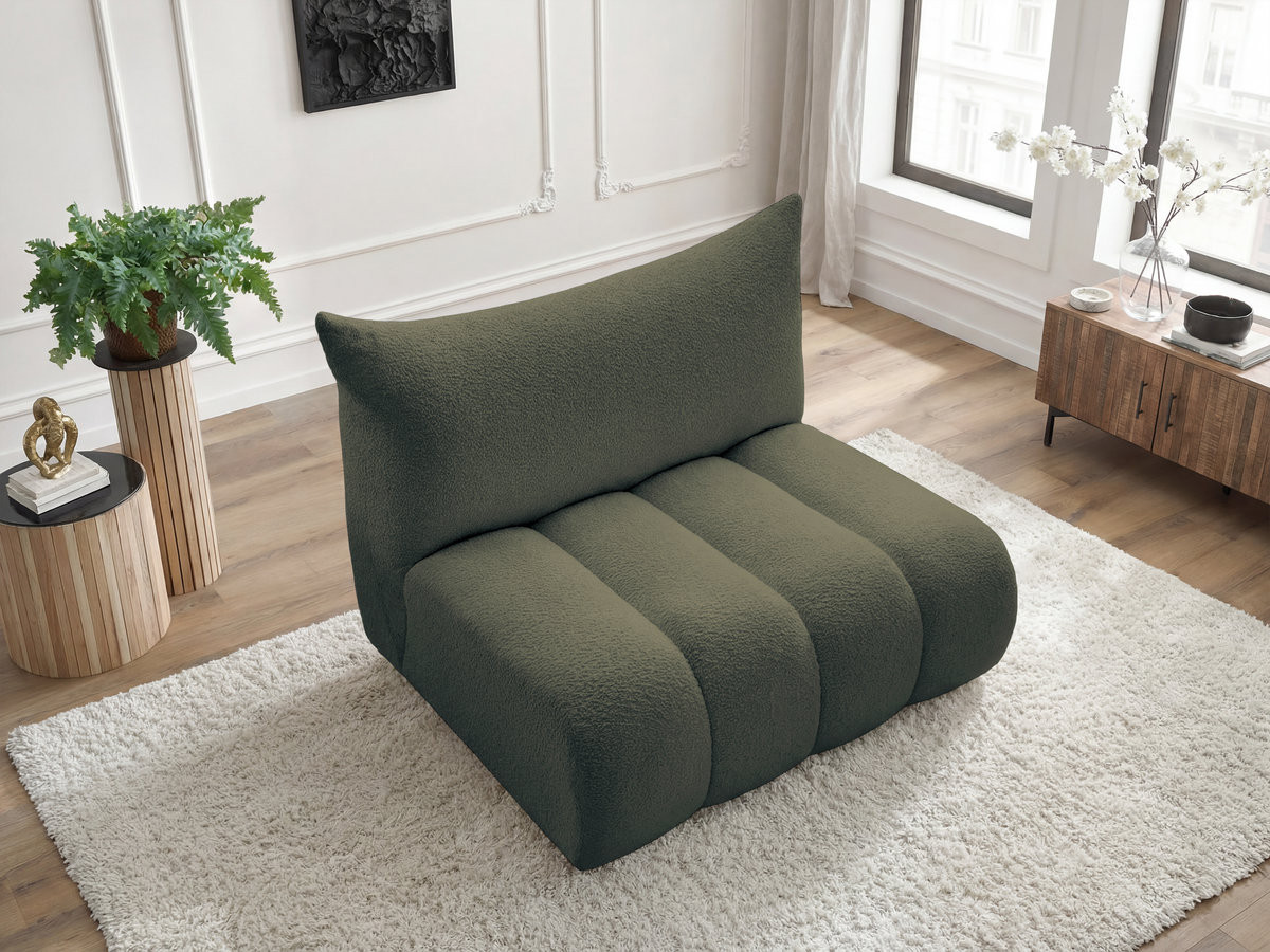 Chauffeuse 2 places sans accoudoir pour canapé modulable AZRA tissu bouclette