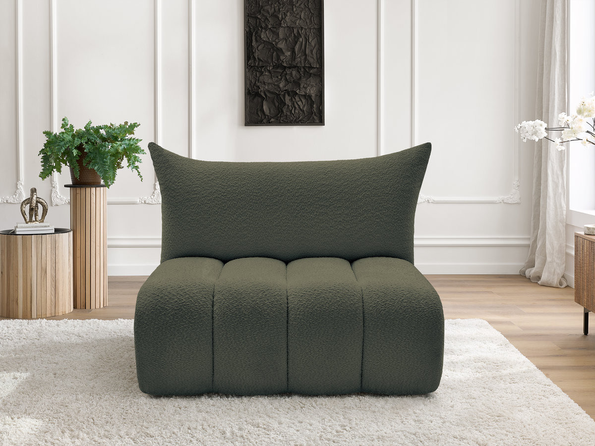 Chauffeuse 2 places sans accoudoir pour canapé modulable AZRA bouclette vert — vue 5