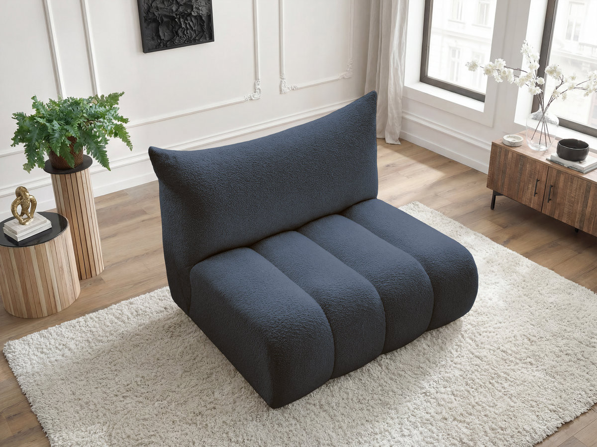 Chauffeuse 2 places sans accoudoir pour canapé modulable AZRA tissu bouclette