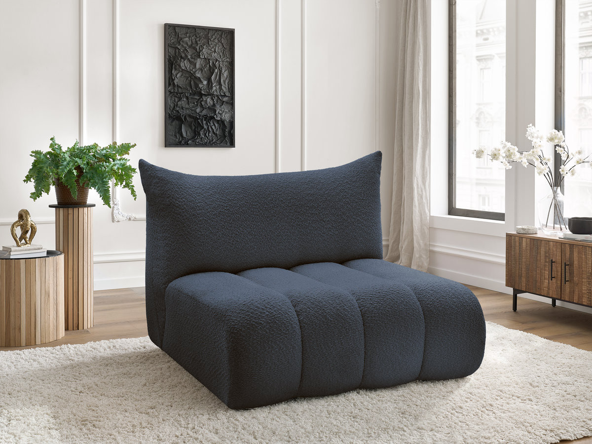 Chauffeuse 2 places sans accoudoir pour canapé modulable AZRA tissu bouclette