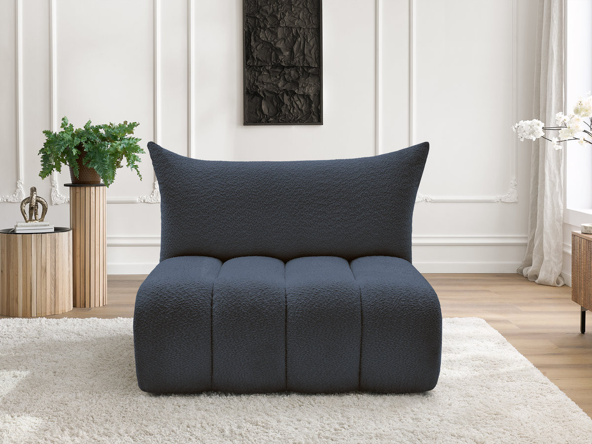 Chauffeuse 2 places sans accoudoir pour canapé modulable AZRA tissu bouclette