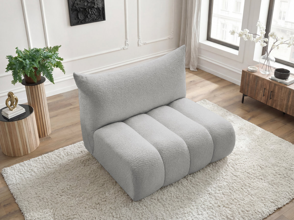 Chauffeuse 2 places sans accoudoir pour canapé modulable AZRA tissu bouclette