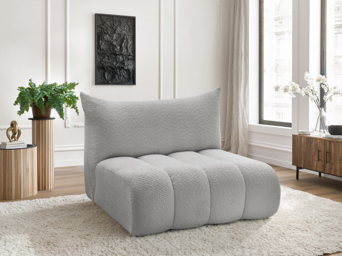 Chauffeuse 2 places sans accoudoir pour canapé modulable AZRA tissu bouclette