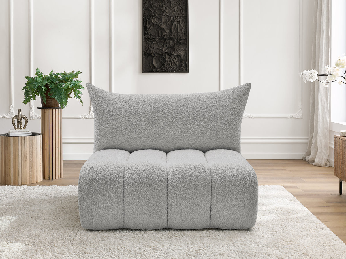 Chauffeuse 2 places sans accoudoir pour canapé modulable AZRA tissu bouclette