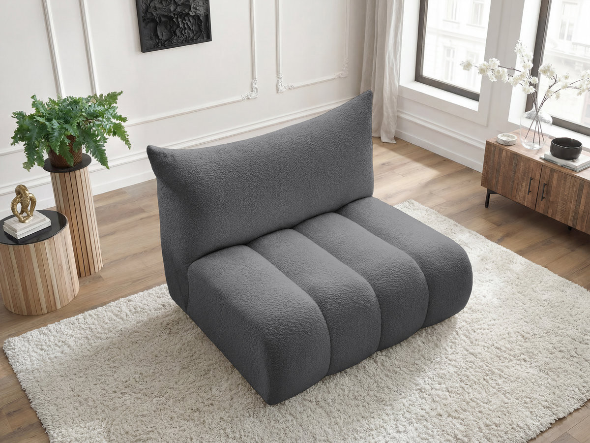 Chauffeuse 2 places sans accoudoir pour canapé modulable AZRA tissu bouclette