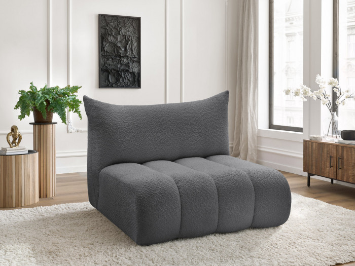 Chauffeuse 2 places sans accoudoir pour canapé modulable AZRA tissu bouclette