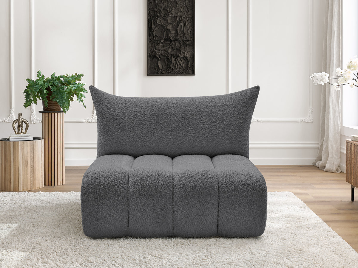 Chauffeuse 2 places sans accoudoir pour canapé modulable AZRA tissu bouclette