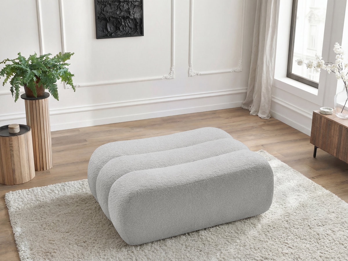Pouf AZRA bouclette gris clair