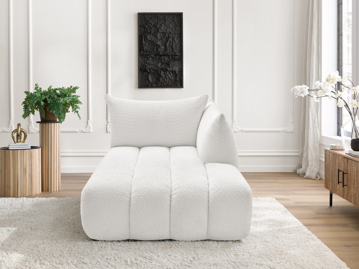 Méridienne pour canapé modulable AZRA bouclette blanc — vue 4