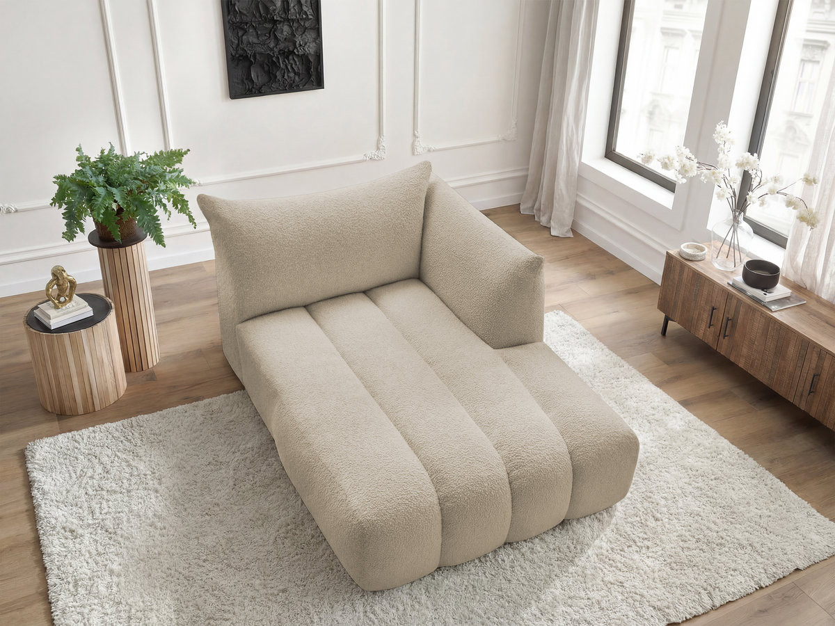 Méridienne pour canapé modulable AZRA tissu bouclette