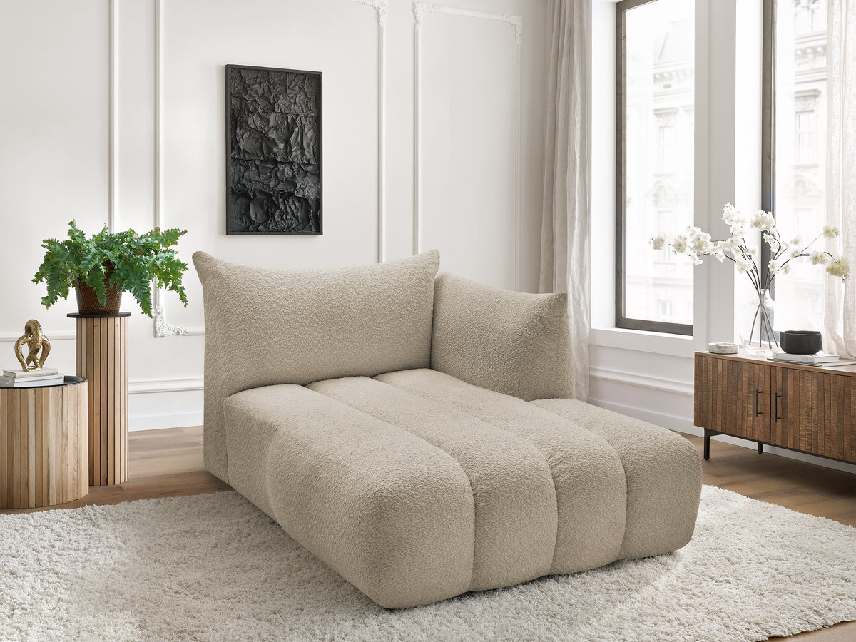 Méridienne pour canapé modulable AZRA tissu bouclette