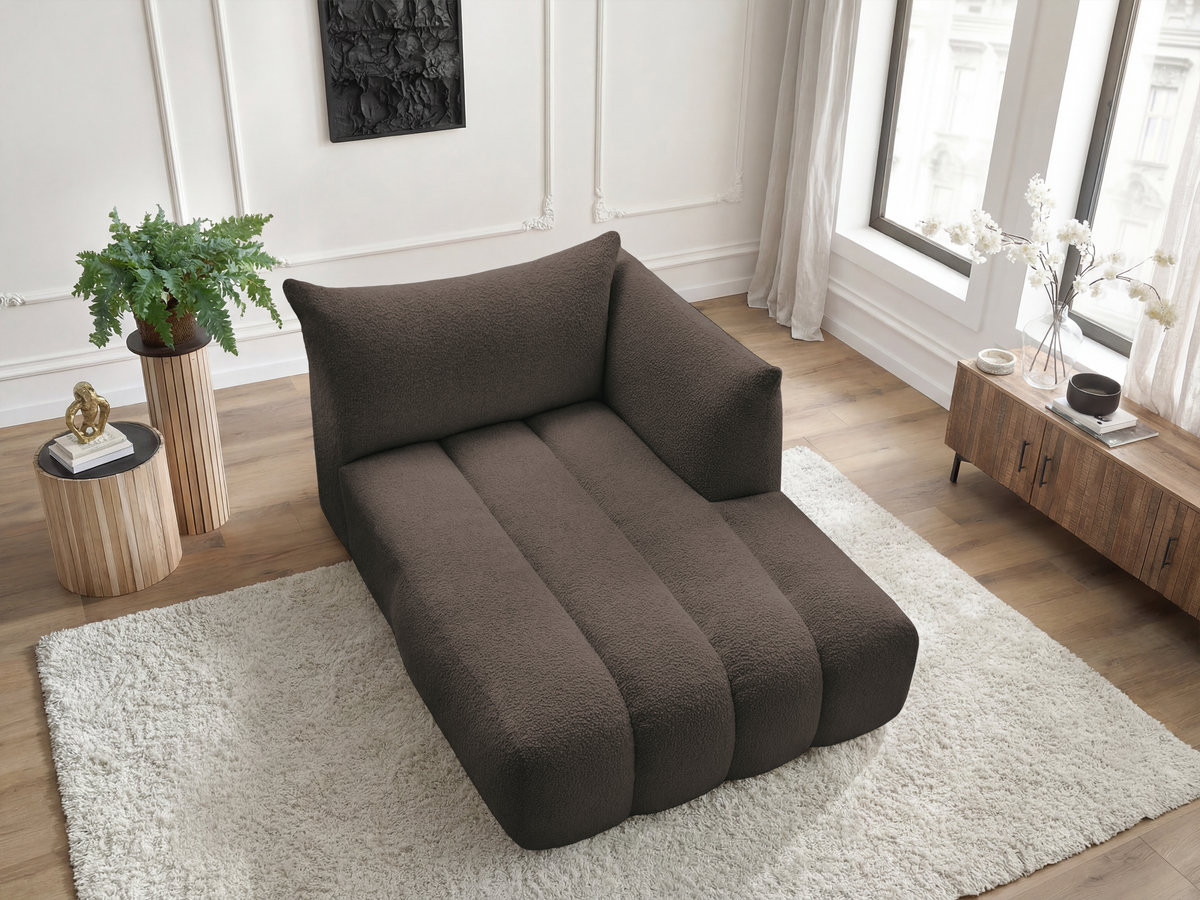 Méridienne pour canapé modulable AZRA bouclette marron — vue 6