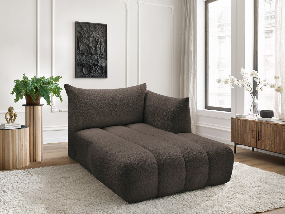 Méridienne pour canapé modulable AZRA bouclette marron