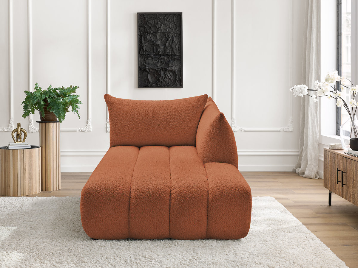 Méridienne pour canapé modulable AZRA bouclette orange — vue 4