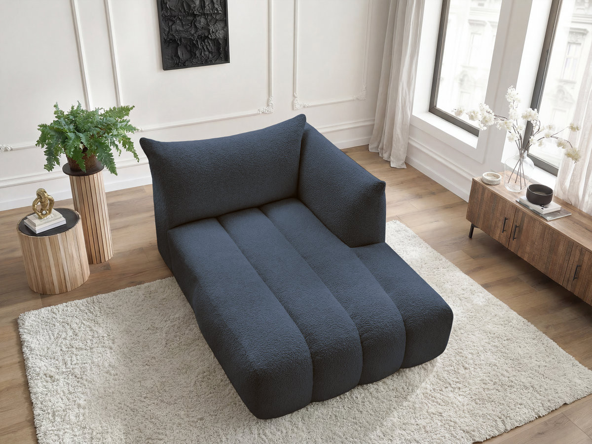 Méridienne pour canapé modulable AZRA bouclette bleu foncé — vue 6