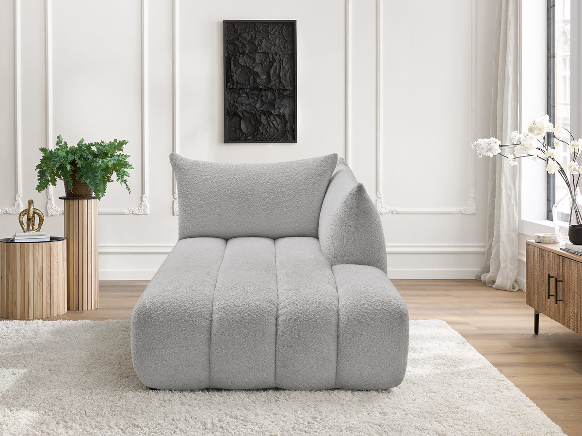 Méridienne pour canapé modulable AZRA bouclette gris clair — vue 4