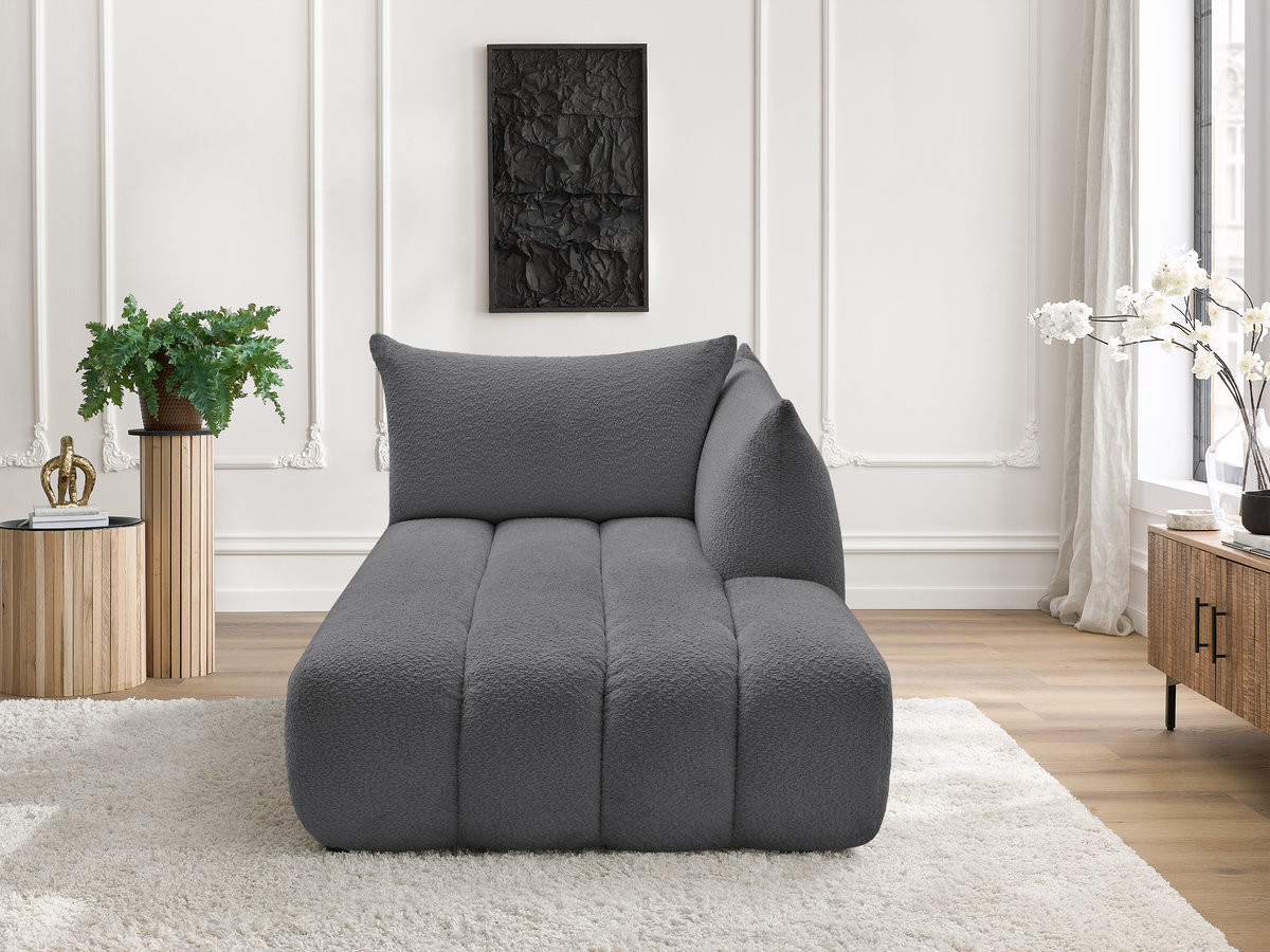 Méridienne pour canapé modulable AZRA bouclette gris foncé — vue 4