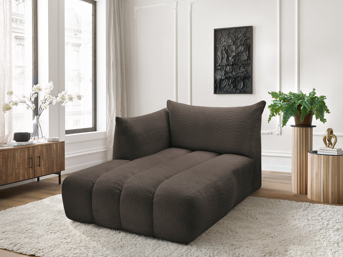 Méridienne pour canapé modulable AZRA tissu bouclette marron  angle gauche BOBOCHIC 1 places