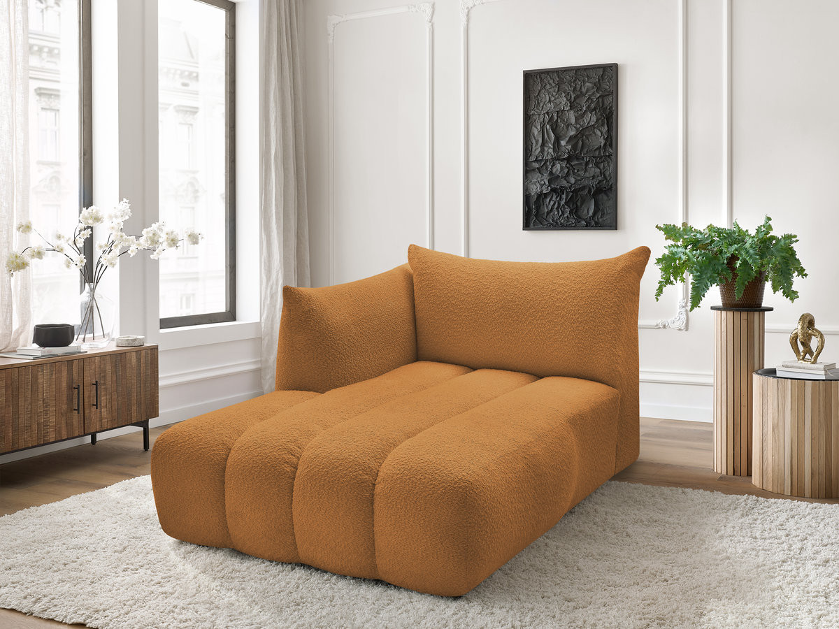 Méridienne pour canapé modulable AZRA tissu bouclette jaune  angle gauche BOBOCHIC 1 places