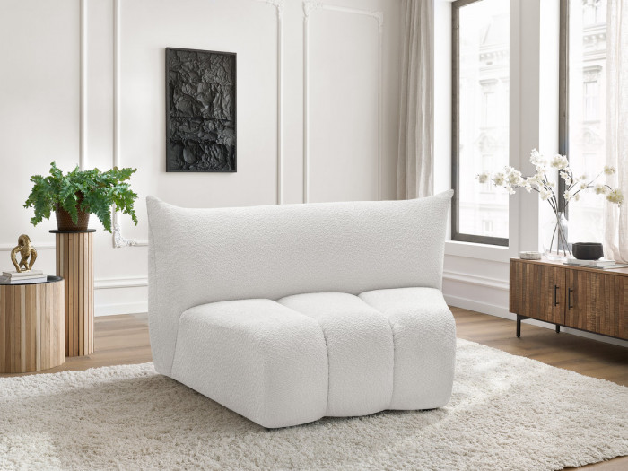 Chauffeuse 1 place incurvée pour canapé modulable AZRA tissu bouclette