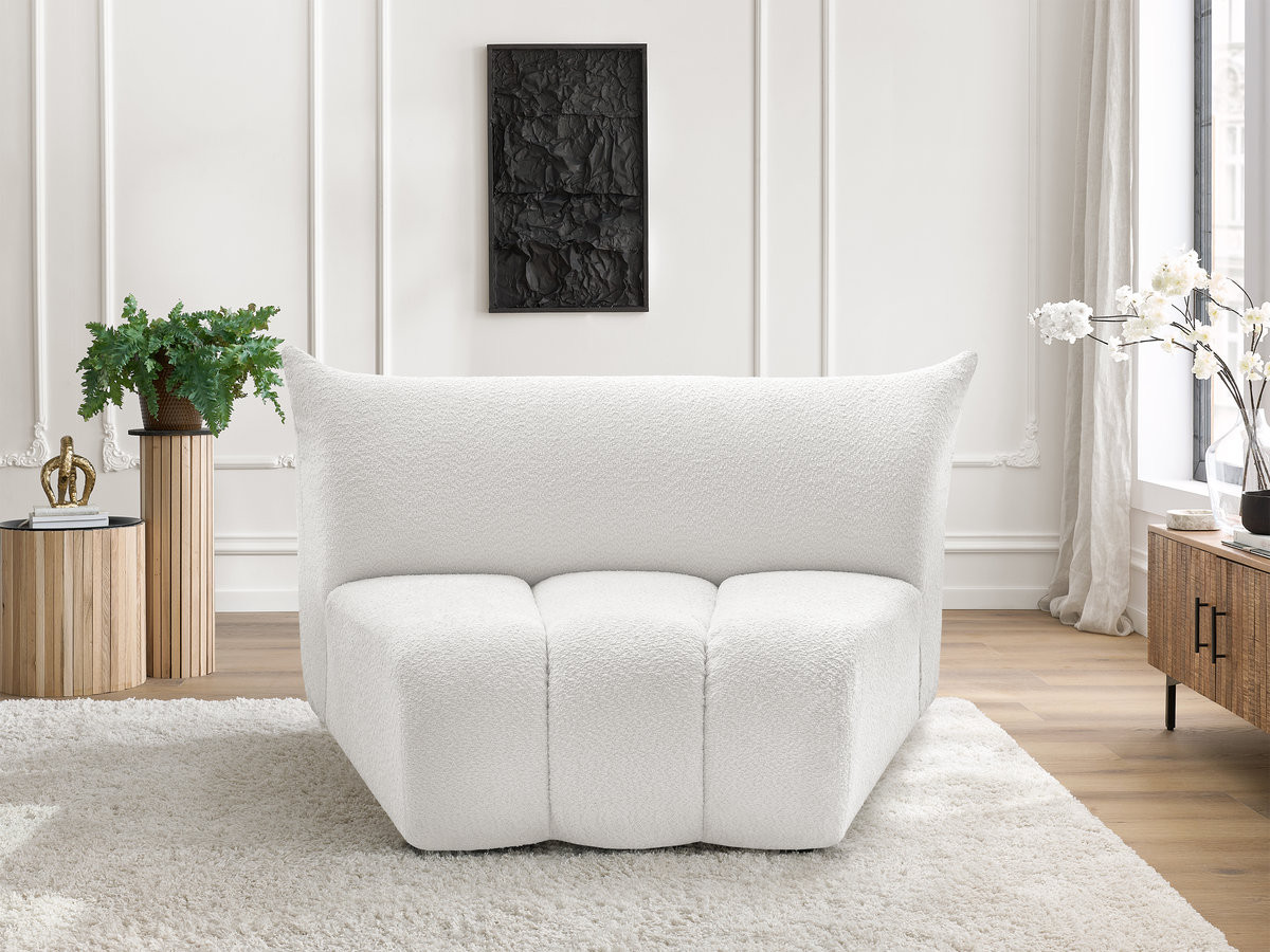 Chauffeuse 1 place incurvée pour canapé modulable AZRA tissu bouclette