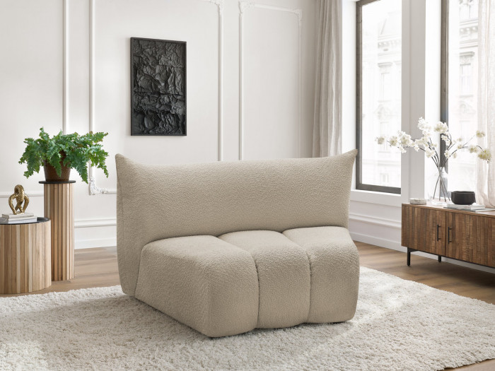 Chauffeuse 1 place incurvée pour canapé modulable AZRA tissu bouclette