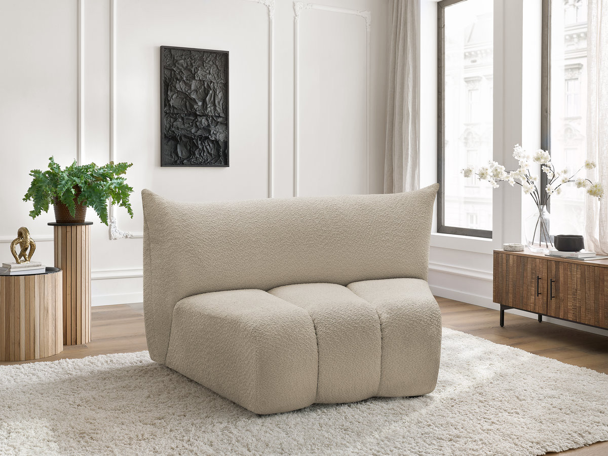 Chauffeuse 1 place incurvée pour canapé modulable AZRA tissu bouclette