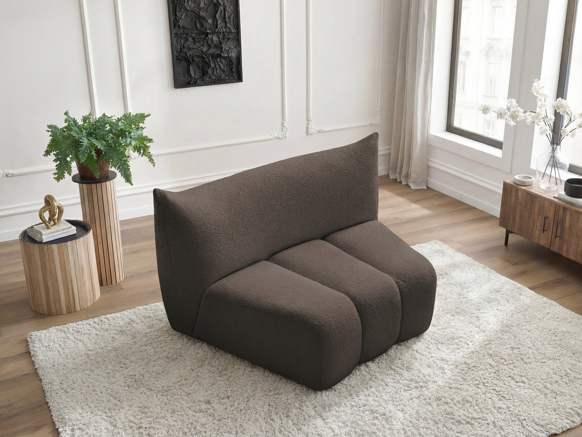 Chauffeuse 1 place incurvée pour canapé modulable AZRA tissu bouclette