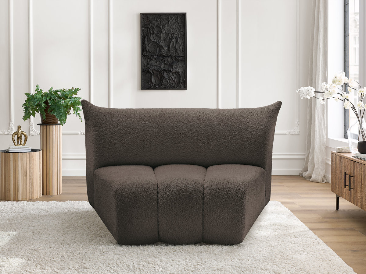 Chauffeuse 1 place incurvée pour canapé modulable AZRA tissu bouclette