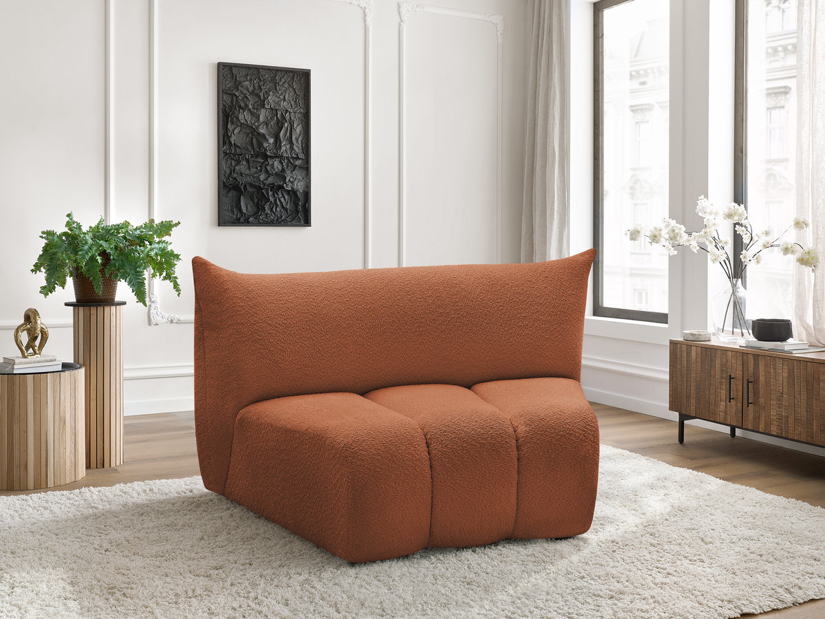 Chauffeuse 1 place incurvée pour canapé modulable AZRA bouclette orange
