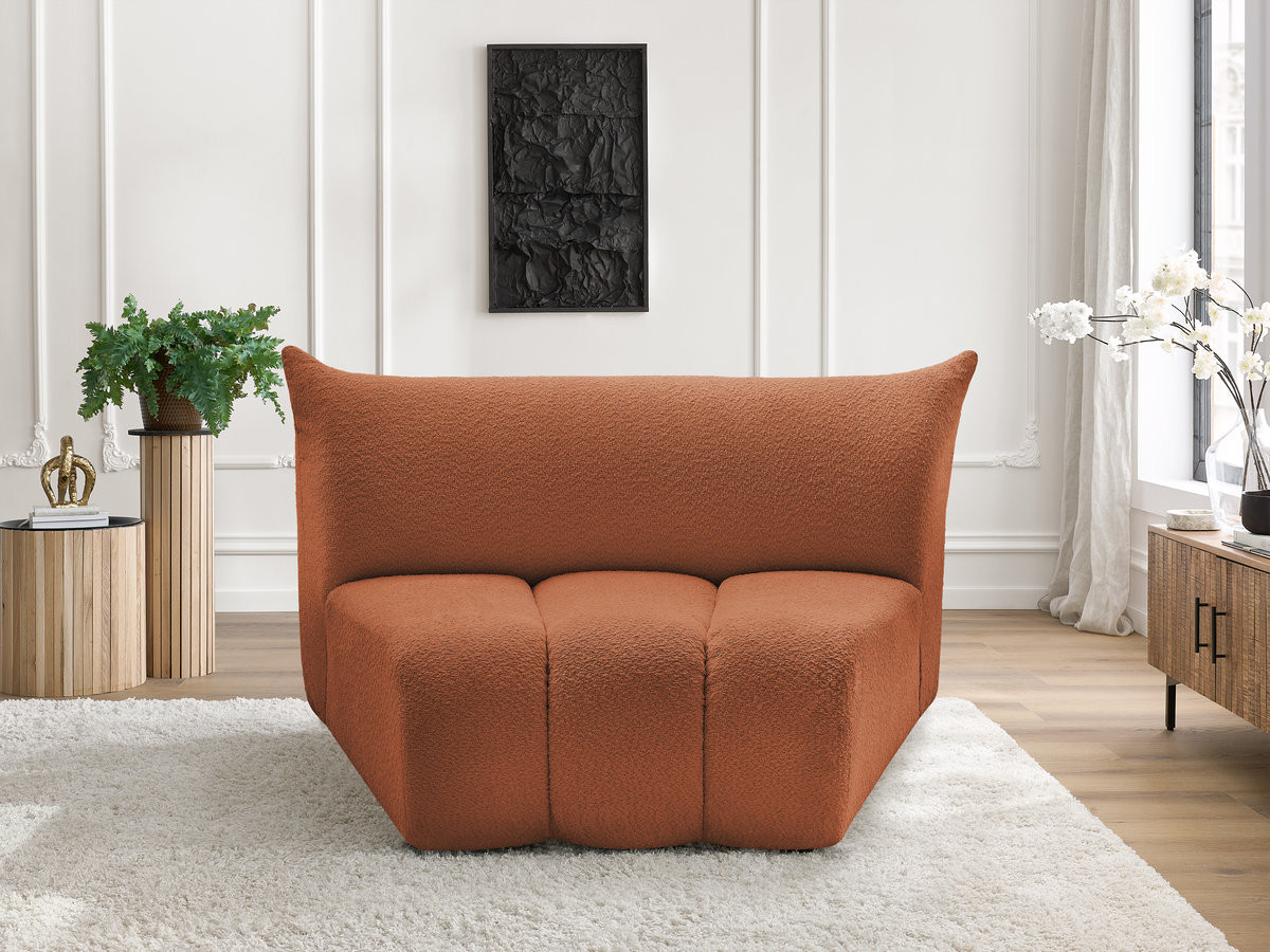 Chauffeuse 1 place incurvée pour canapé modulable AZRA tissu bouclette