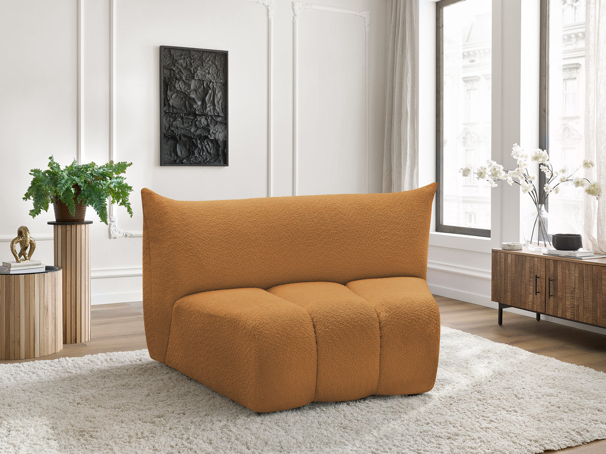 Chauffeuse 1 place incurvée pour canapé modulable AZRA tissu bouclette