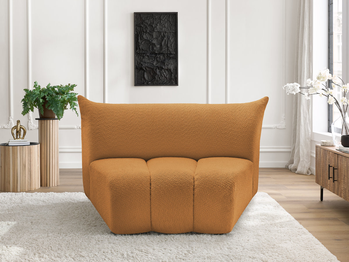 Chauffeuse 1 place incurvée pour canapé modulable AZRA tissu bouclette