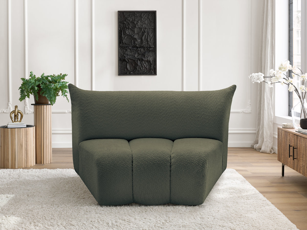 Chauffeuse 1 place incurvée pour canapé modulable AZRA tissu bouclette