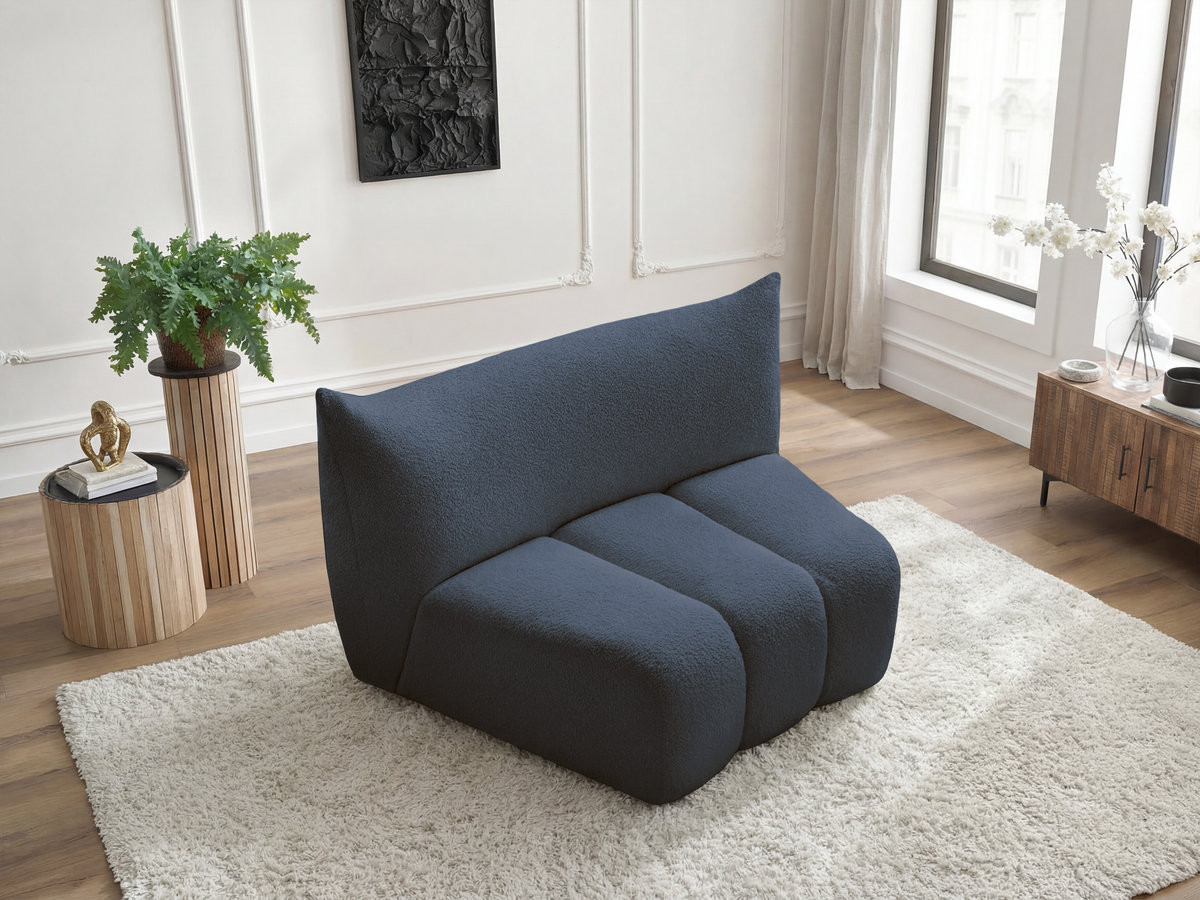 Chauffeuse 1 place incurvée pour canapé modulable AZRA tissu bouclette