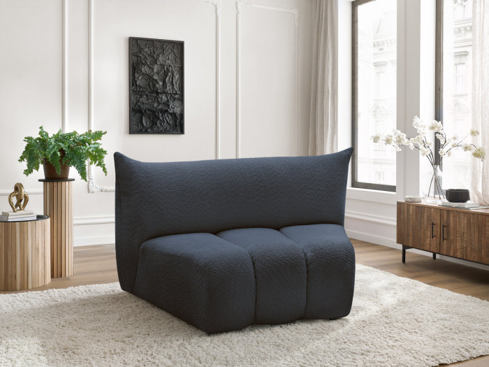 Chauffeuse 1 place incurvée pour canapé modulable AZRA tissu bouclette