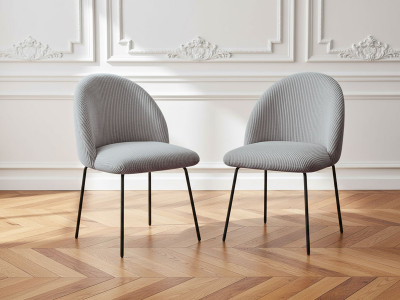 Lot de chaises LALIE tissu velours côtelé et pieds métal noir