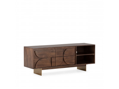 Meuble TV 2 portes 145 cm BERENICE bois massif de manguier