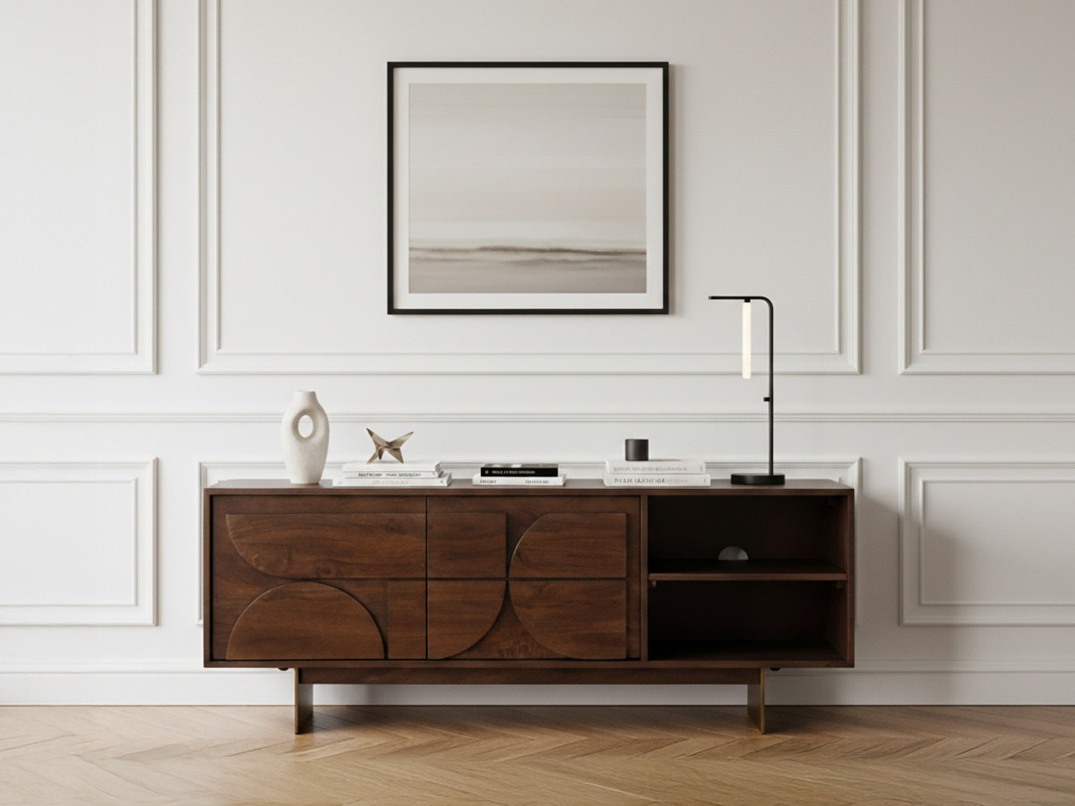 Meuble TV 2 portes 145 cm BERENICE bois massif de manguier Meuble TV 2 portes 145 cm BERENICE bois massif de manguier