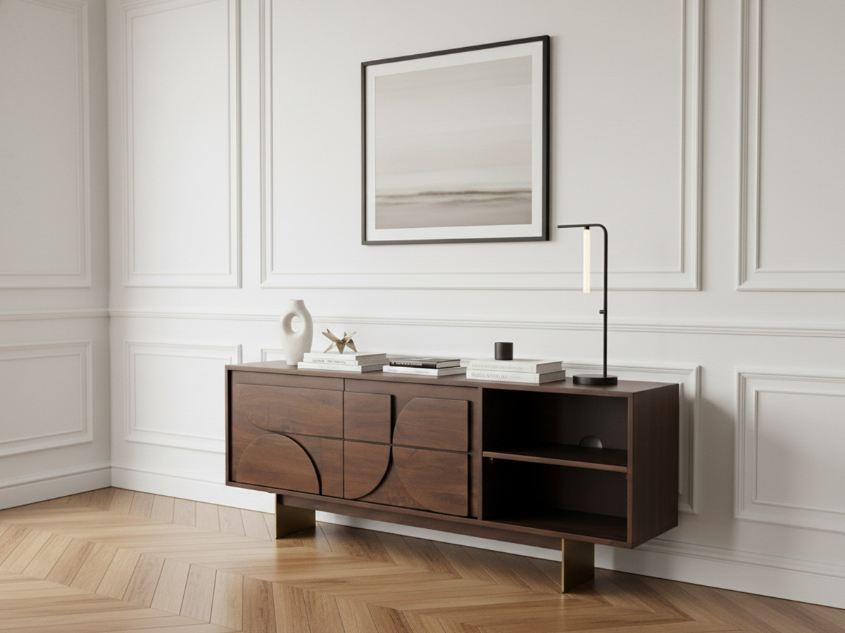 BERENICE tv-meubel met 2 deuren, 145 cm, massief mangohout