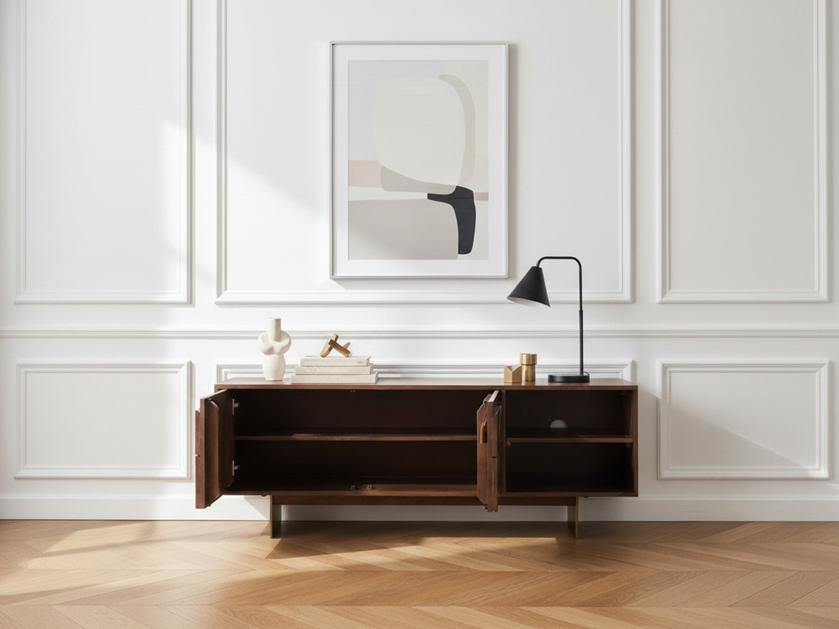 BERENICE tv-meubel met 2 deuren, 145 cm, massief mangohout