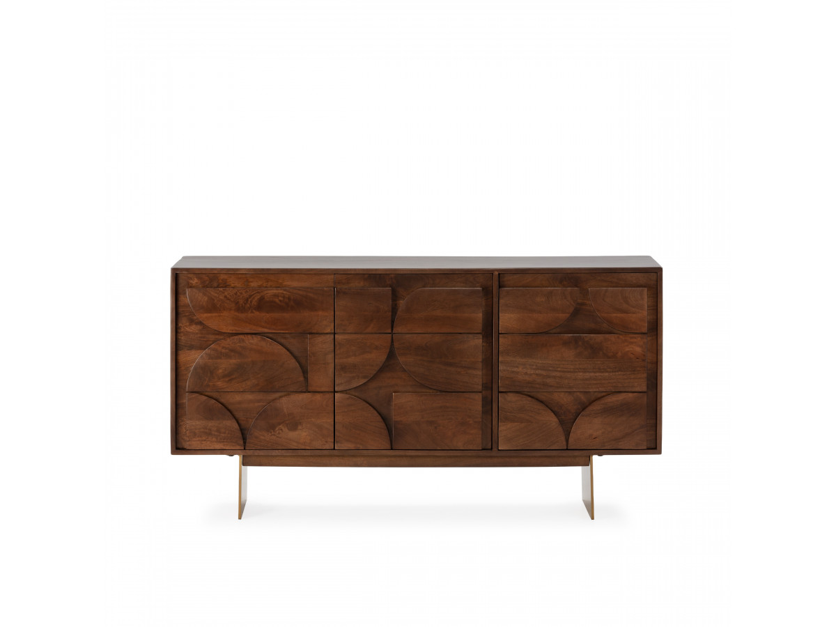 Buffet 3 portes 145 cm BERENICE bois massif de manguier — vue 6