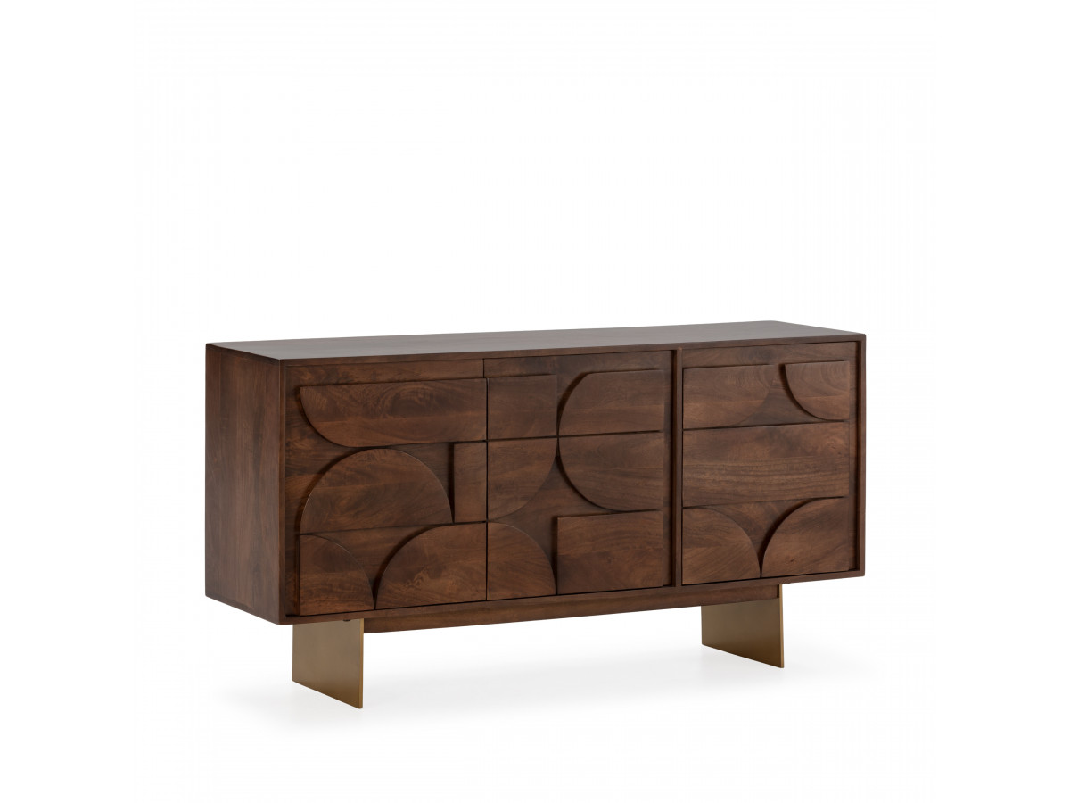 BERENICE dressoir met 3 deuren, 145 cm, massief mangohout