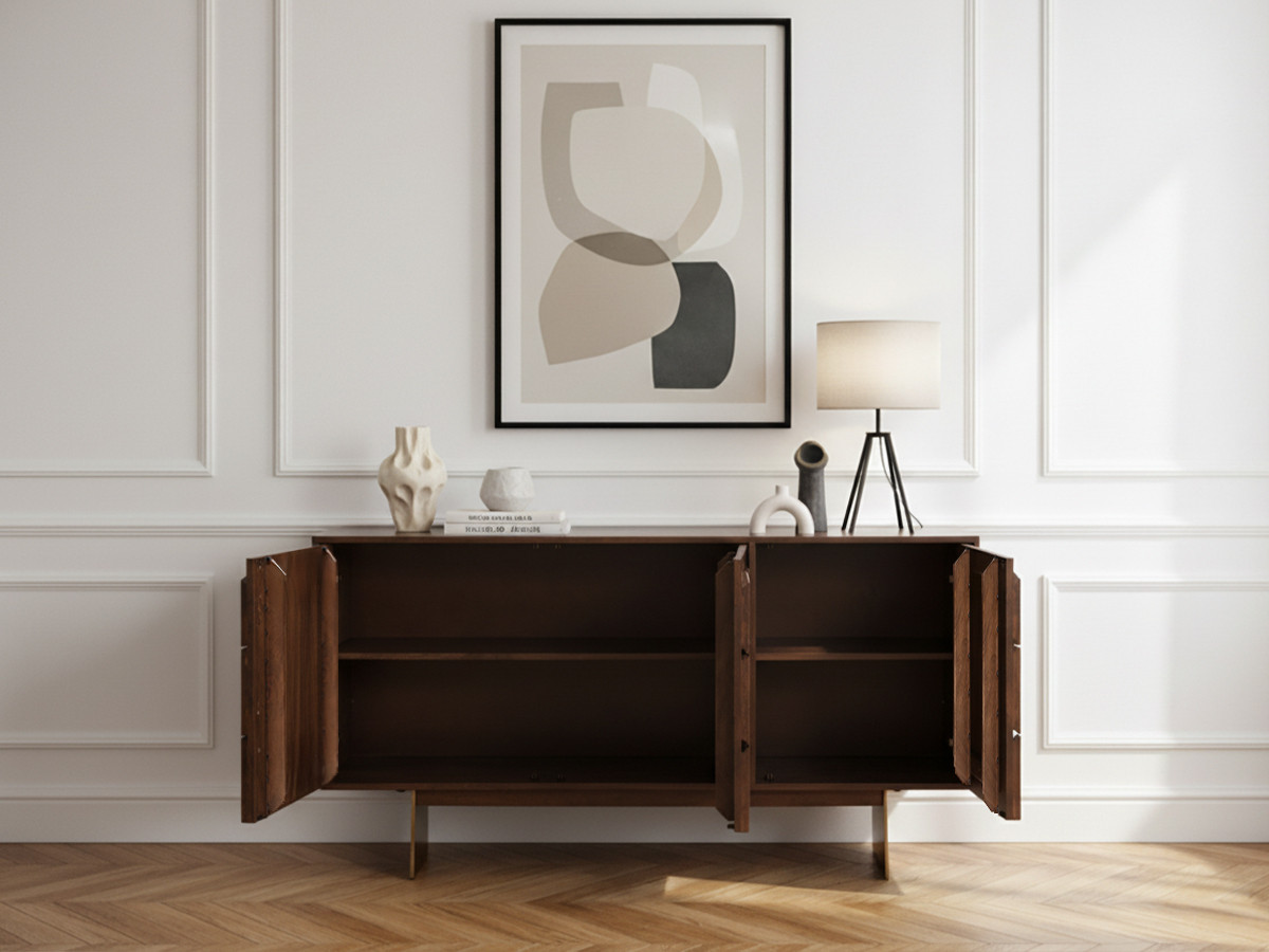 Buffet 3 portes 145 cm BERENICE bois massif de manguier — vue 4