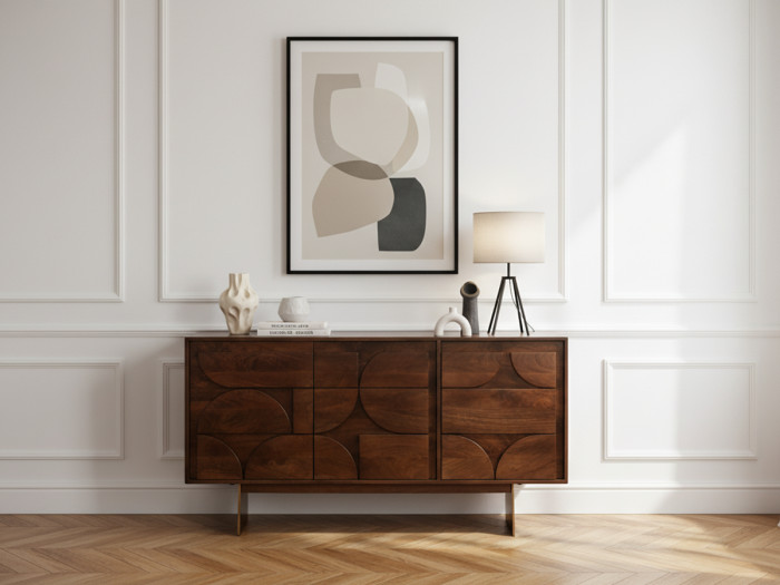 Buffet 3 portes 145 cm BERENICE bois massif de manguier