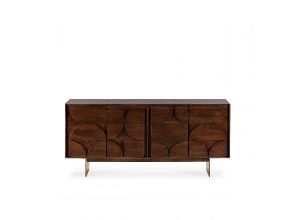Buffet 4 portes 165 cm BERENICE bois massif de manguier — vue 6