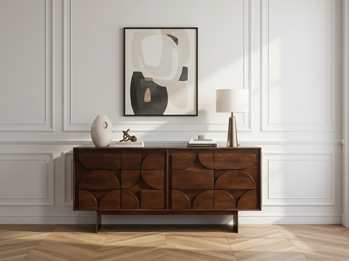 Buffet 4 portes 165 cm BERENICE bois massif de manguier Buffet 4 portes 165 cm BERENICE bois massif de manguier