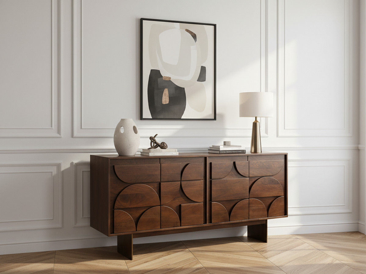 Buffet 4 portes 165 cm BERENICE bois massif de manguier — vue 5