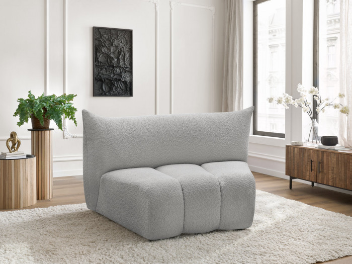 Chauffeuse 1 place incurvée pour canapé modulable AZRA tissu bouclette